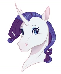 Size: 851x1032 | Tagged: safe, artist:melodylibris, imported from derpibooru, rarity, pony, unicorn, bust, female, hoers, looking back, mare, simple background, solo, sternocleidomastoid, turned head, white background