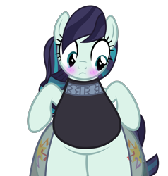 Size: 4600x4823 | Tagged: safe, artist:mrvector, derpibooru exclusive, imported from derpibooru, coloratura, earth pony, pony, absurd resolution, belly, bipedal, blushing, both cutie marks, bottom heavy, butt, chubby, clothes, coloratur-ass, cute, female, implied weight gain, large butt, mare, plot, plump, simple background, solo, the ass was fat, transparent background, vector, wide hips