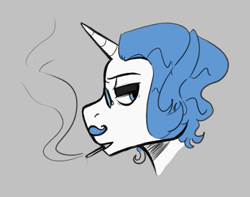 Size: 525x413 | Tagged: safe, artist:dsstoner, imported from derpibooru, fancypants, pony, unicorn, aggie.io, cigarette, looking back, male, monocle, simple background, smoking, stallion