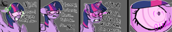 Size: 2440x455 | Tagged: safe, artist:steelstroke, imported from derpibooru, twilight sparkle, alicorn, pony, /mlp/, 4chan, brainwashing, drool, gritted teeth, hypnogear, hypnogoggles, hypnosis, implied anon, intelligence loss, mind control, resistance, solo, teeth, twilight sparkle (alicorn)