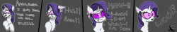 Size: 4043x746 | Tagged: safe, artist:steelstroke, imported from derpibooru, rarity, dog, pony, unicorn, /mlp/, 4chan, behaving like a dog, brainwashing, hypnogear, hypnogoggles, hypnosis, implied anon, mind control, resistance, solo, struggling, woof