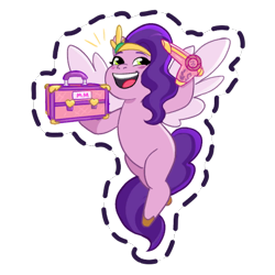 Size: 512x512 | Tagged: safe, imported from derpibooru, pipp petals, pegasus, pony, adorapipp, blushing, cute, emanata, female, flying, g5, gameloft, hair dryer, headband, jewelry, looking at something, looking up, mare, my little pony: mane merge, official, open mouth, open smile, regalia, simple background, smiling, solo, sticker, transparent background, unshorn fetlocks