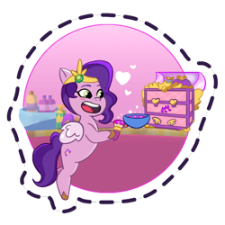 Size: 512x512 | Tagged: safe, imported from derpibooru, pipp petals, pegasus, pony, adorapipp, blushing, cute, female, g5, gameloft, headband, heart, jewelry, mare, my little pony: mane merge, official, open mouth, open smile, regalia, simple background, smiling, solo, sticker, transparent background, unshorn fetlocks