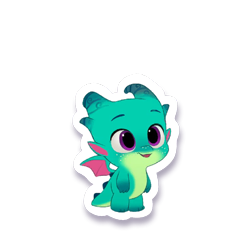 Size: 512x512 | Tagged: safe, imported from derpibooru, dragon, baby, baby dragon, freckles, g5, gameloft, male, my little pony: mane merge, official, open mouth, open smile, simple background, smiling, solo, sparky sparkeroni, sticker, transparent background