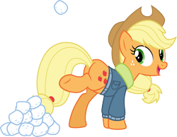 Size: 3869x3000 | Tagged: safe, artist:cloudy glow, imported from derpibooru, applejack, earth pony, pony, tanks for the memories, .ai available, simple background, snow, snowball, solo, transparent background, vector