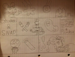 Size: 1024x768 | Tagged: safe, artist:captainlazloparadox, imported from derpibooru, pinkie pie, camp lazlo, chalkzone, crossover, lazlo, lined paper, snap (chalkzone), traditional art, wander (wander over yonder), wander over yonder, wow! wow! wubbzy!, wubbzy