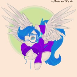 Size: 1668x1668 | Tagged: safe, artist:shadowcat2430, imported from derpibooru, oc, oc only, oc:polar wing, pegasus, pony, clothes, female, goggles, one eye closed, pegasus oc, simple background, solo, sweater, white background, wink