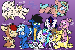 Size: 3000x2000 | Tagged: safe, artist:exobass, imported from derpibooru, oc, oc:argon sunborn, oc:exobass, oc:hammonia, oc:moon glow, oc:star seeker, oc:starburst, oc:summer sorbet, oc:tropical coral, alicorn, bat pony, deer, dragon, kirin, pegasus, pony, chibi, cloven hooves, female, furry, mare, orcapony, scallie