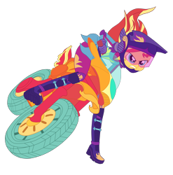 Size: 4937x5000 | Tagged: safe, artist:gmaplay, imported from derpibooru, sunset shimmer, human, equestria girls, friendship games, boots, clothes, friendship games motocross outfit, friendship games outfit, gloves, helmet, motocross outfit, motorcross, motorcycle, motorcycle outfit, shoes, simple background, solo, transparent background, tri-cross relay outfit