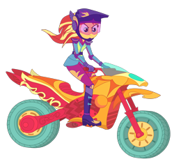 Size: 4904x4666 | Tagged: safe, artist:gmaplay, imported from derpibooru, sunset shimmer, human, equestria girls, friendship games, boots, clothes, friendship games motocross outfit, friendship games outfit, gloves, helmet, motocross outfit, motorcross, motorcycle, motorcycle outfit, shoes, simple background, solo, transparent background, tri-cross relay outfit