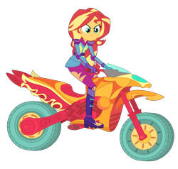 Size: 4904x4666 | Tagged: safe, artist:gmaplay, imported from derpibooru, sunset shimmer, human, equestria girls, friendship games, boots, clothes, friendship games motocross outfit, friendship games outfit, gloves, motocross outfit, motorcross, motorcycle, motorcycle outfit, shoes, simple background, solo, transparent background, tri-cross relay outfit