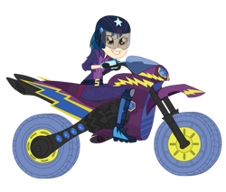 Size: 969x825 | Tagged: safe, artist:gmaplay, imported from derpibooru, indigo zap, human, equestria girls, friendship games, friendship games motocross outfit, friendship games outfit, motocross outfit, motorcycle, motorcycle outfit, simple background, solo, transparent background, tri-cross relay outfit