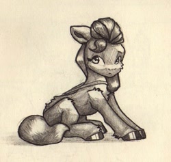 Size: 708x670 | Tagged: safe, artist:itssim, imported from derpibooru, sunny starscout, earth pony, pony, g5, my little pony: a new generation, pencil drawing, sitting, traditional art