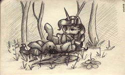 Size: 1360x824 | Tagged: safe, artist:itssim, imported from derpibooru, princess luna, alicorn, pony, pencil drawing, traditional art