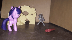 Size: 640x360 | Tagged: safe, artist:dex stewart, imported from derpibooru, twilight sparkle, alicorn, pony, my little pony: pony life, animated, butt, g4.5, gif, plot, power rangers, roboknight, solo, stop motion, twibutt, twilight sparkle (alicorn)