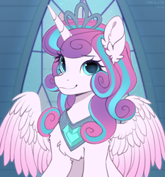 Size: 1448x1556 | Tagged: safe, artist:trickate, imported from derpibooru, princess flurry heart, alicorn, pony, crown, cute, female, flurrybetes, jewelry, looking at you, mare, older, older flurry heart, regalia, smiling, smiling at you, solo, tiara