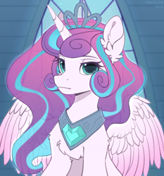 Size: 1448x1556 | Tagged: safe, alternate version, artist:trickate, imported from derpibooru, princess flurry heart, alicorn, pony, female, flowing mane, jewelry, looking at you, mare, older, older flurry heart, solo, tiara