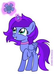 Size: 722x1000 | Tagged: safe, artist:jennieoo, imported from derpibooru, oc, oc:aliss, alicorn, pony, alicorn oc, choker, female, filly, flower, foal, horn, jewelry, magic, necklace, show accurate, simple background, solo, teenager, transparent background, wings