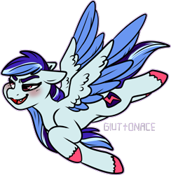 Size: 1615x1652 | Tagged: safe, artist:sexygoatgod, imported from derpibooru, oc, oc only, oc:spectrum shield, pegasus, pony, adoptable, crack ship offspring, flying, offspring, parent:rainbow dash, parent:shining armor, parents:shiningdash, pegasus oc, simple background, solo, transparent background, unshorn fetlocks