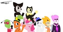 Size: 1024x516 | Tagged: safe, imported from derpibooru, pinkie pie, crossover, danger dolan, invader zim, simple background, wander (wander over yonder), wander over yonder, white background