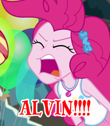 Size: 720x831 | Tagged: safe, edit, edited screencap, imported from derpibooru, screencap, pinkie pie, human, all the world's off stage, equestria girls, equestria girls series, all the world's off stage: pinkie pie, alvin and the chipmunks, angry, choose your own ending (season 1), clothes, dave seville, meme, shirt, sleeveless, sleeveless shirt, text, yelling