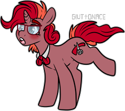 Size: 1804x1594 | Tagged: safe, artist:sexygoatgod, imported from derpibooru, oc, oc only, oc:ribbon snip, pony, unicorn, adoptable, bucktooth, crack ship offspring, female, glasses, horn, offspring, parent:mayor mare, parent:snips, simple background, solo, transparent background, unicorn oc