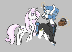 Size: 305x222 | Tagged: safe, artist:dsstoner, imported from derpibooru, fancypants, fleur-de-lis, pony, unicorn, aggie.io, basket, blushing, clothes, female, lowres, magic, male, mare, monocle, picnic blanket, simple background, smiling, stallion