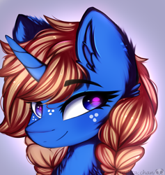 Size: 2500x2640 | Tagged: safe, artist:2pandita, imported from derpibooru, oc, pony, unicorn, bust, ear fluff, female, horn, mare, portrait, solo, unicorn oc