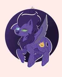 Size: 3452x4300 | Tagged: safe, artist:thecommandermiky, imported from derpibooru, oc, oc only, oc:miky command, cheetah, hybrid, pegasus, chest fluff, paws, purple hair, solo, spread wings, wings