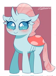 Size: 1524x2048 | Tagged: safe, artist:leo19969525, imported from derpibooru, ocellus, changedling, changeling, blushing, cute, diaocelles, g4, horn, simple background, smiling, solo
