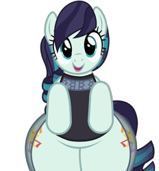 Size: 5600x6044 | Tagged: safe, artist:mrvector, imported from derpibooru, coloratura, earth pony, pony, absurd resolution, belly, bipedal, both cutie marks, bottom heavy, butt, butt expansion, chubby, clothes, coloratur-ass, cute, female, growth, large butt, looking at you, mare, open mouth, open smile, plot, plump, see-through, simple background, smiling, solo, the ass was fat, transparent background, vector, veil, wide hips