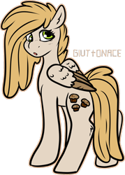 Size: 876x1225 | Tagged: safe, artist:sexygoatgod, imported from derpibooru, oc, oc only, oc:banana muffin, pegasus, pony, adoptable, crack ship offspring, female, magical lesbian spawn, offspring, parent:carrot cake, parent:derpy hooves, simple background, solo, transparent background
