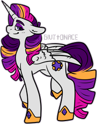 Size: 1391x1771 | Tagged: safe, artist:sexygoatgod, imported from derpibooru, oc, oc only, oc:radiant charity, alicorn, pony, adoptable, alicorn oc, bedroom eyes, eyeshadow, female, horn, jewelry, magical lesbian spawn, makeup, offspring, parent:princess celestia, parent:rarity, parents:rarilestia, regalia, simple background, solo, transparent background, wings