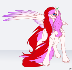 Size: 2888x2812 | Tagged: safe, artist:honeybbear, imported from derpibooru, oc, oc:mizhore, pegasus, pony, colored wings, colored wingtips, female, mare, pegasus oc, solo, wings