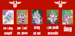 Size: 2246x1080 | Tagged: safe, edit, edited screencap, imported from derpibooru, screencap, spike, dragon, a dog and pony show, father knows beast, magical mystery cure, molt down, the ticket master, angry, baby, baby spike, badass, cute, diaper, diaper edit, diaper fetish, evil, evil grin, expressions, face, fetish, grin, male, pacifier, red eyes, sad, smiling, spikabetes, spike blazkowicz, winged spike, wings, wolfenstein, wolfenstein the new order, younger