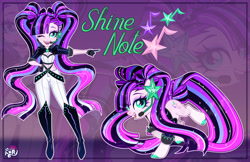 Size: 1280x827 | Tagged: safe, artist:emperor-anri, imported from derpibooru, oc, oc only, oc:shine note, earth pony, human, pony, equestria girls, clothes, coat markings, colored hooves, earth pony oc, equestria girls oc, eyelashes, eyeshadow, female, gloves, headworn microphone, hoof polish, long hair, long tail, looking at you, makeup, mare, one eye closed, pigtails, pointing, ponytail, smiling, socks (coat markings), sparkly hair, sparkly mane, sparkly tail, tail, twintails, wink, winking at you, zoom layer