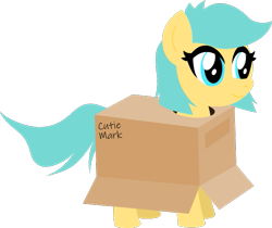 Size: 631x530 | Tagged: safe, artist:phantomthorns, oc, oc only, oc:boxfilly, pegasus, pony, box, fake cutie mark, female, filly, simple background, solo, transparent background