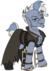 Size: 692x1010 | Tagged: safe, artist:brainiac, imported from derpibooru, oc, oc only, oc:deep freeze, pony, unicorn, fallout equestria, broken horn, chest fluff, clothes, horn, male, raider, scar, simple background, solo, stallion, torn ear, transparent background