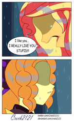 Size: 1280x2099 | Tagged: safe, artist:crock2121, imported from derpibooru, adagio dazzle, sunset shimmer, human, equestria girls, equestria girls series, comic, dialogue, duo, female, lesbian, shipping, sunsagio
