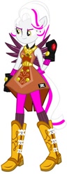 Size: 236x612 | Tagged: safe, artist:ajosterio, imported from derpibooru, oc, oc only, oc:sally water, human, equestria girls, legend of everfree, alternate universe, boots, clothes, clothes swap, cowboy boots, crystal guardian, crystal wings, female, gloves, human oc, ponied up, shoes, simple background, smiling, smirk, solo, white background, wings