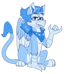 Size: 5000x5000 | Tagged: safe, artist:xasslash, imported from derpibooru, oc, oc only, oc:flynn the icecold, griffon, derpibooru community collaboration, 2023 community collab, bandana, brow piercing, male, piercing, simple background, solo, transparent background