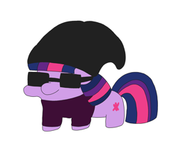 Size: 6048x5036 | Tagged: safe, artist:pinkiepie69, imported from derpibooru, twilight sparkle, beanie, grand theft auto, gta san andreas, hat, simple background, solo, sunglasses, twiggie, white background