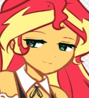 Size: 182x200 | Tagged: safe, artist:kittyrosie, imported from derpibooru, sunset shimmer, human, equestria girls, :3, blurry, clothes, solo, wip