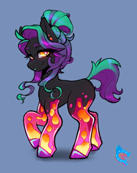Size: 1784x2250 | Tagged: safe, artist:paintedcora, imported from derpibooru, oc, oc only, oc:fireglass, pony, adoptable, adoption, ear piercing, earring, female, glowing, glowing eyes, jewelry, lava lamp, mare, piercing, solo