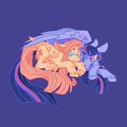 Size: 4000x4000 | Tagged: safe, artist:sterfler, imported from twibooru, fluttershy, twilight sparkle, alicorn, pegasus, pony, female, image, lesbian, needs more jpeg, shipping, twishy