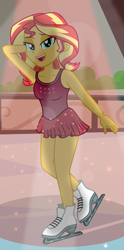 Size: 4776x9627 | Tagged: safe, artist:emeraldblast63, imported from derpibooru, sunset shimmer, human, equestria girls, beautiful, cute, female, ice skating, shimmerbetes, solo