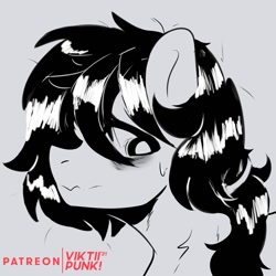 Size: 1199x1200 | Tagged: safe, artist:viktiipunk, imported from derpibooru, oc, oc only, oc:floor bored, earth pony, pony, bags under eyes, bust, greasy hair, solo, sweat, wavy mouth