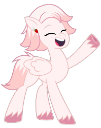 Size: 4096x5133 | Tagged: safe, artist:thatguy1945, imported from derpibooru, oc, oc only, oc:strawberry jewel, pegasus, pony, derpibooru community collaboration, 2023 community collab, absurd resolution, ear piercing, earring, female, jewelry, mare, open mouth, pegasus oc, piercing, raised hoof, simple background, smiling, solo, transparent background, unshorn fetlocks, vector
