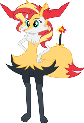 Size: 1793x2628 | Tagged: safe, artist:dupontsimon, imported from derpibooru, sunset shimmer, braixen, pokefied, pokémon, simple background, solo, transparent background