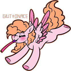 Size: 1382x1385 | Tagged: safe, artist:sexygoatgod, imported from derpibooru, oc, oc only, oc:surprise party, pegasus, pony, adoptable, female, magical lesbian spawn, mare, offspring, parent:pinkie pie, parent:surprise, party horn, pegasus oc, simple background, solo, transparent background